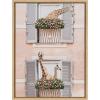 image:imageKate and Laurel Sylvie Giraffe Neighbors Framed Canvas Wall Art by July Art Prints 18x24 Gray Zoo Animal City Wall Art DecorNatural