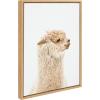 image:imageKate and Laurel Sylvie Golden Alpaca Profile Framed Canvas Wall Art by Amy Peterson Art Studio 18x24 Natural Modern Animal Portrait Art for WallNatural