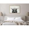 image:imageKate and Laurel Sylvie Hey Dude Highland Cow BW Framed Linen Textured Canvas Wall Art by The Creative Bunch Studio 28x38 Gray Chic Farm Animal Art for WallGold