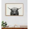 image:imageKate and Laurel Sylvie Hey Dude Highland Cow BW Framed Linen Textured Canvas Wall Art by The Creative Bunch Studio 28x38 Gray Chic Farm Animal Art for WallNatural