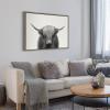 image:imageKate and Laurel Sylvie Hey Dude Highland Cow BW Framed Linen Textured Canvas Wall Art by The Creative Bunch Studio 28x38 Gray Chic Farm Animal Art for WallGrey