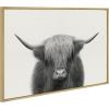 image:imageKate and Laurel Sylvie Hey Dude Highland Cow BW Framed Linen Textured Canvas Wall Art by The Creative Bunch Studio 28x38 Gray Chic Farm Animal Art for WallGold