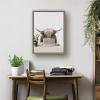 image:imageKate and Laurel Sylvie Hi Im Harry I Work in Sales Framed Canvas Wall Art by The Creative Bunch Studio 18x24 Gray Highland Cow Animal Office Art for Walls
