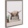 image:imageKate and Laurel Sylvie Hi Im Harry I Work in Sales Framed Canvas Wall Art by The Creative Bunch Studio 18x24 Gray Highland Cow Animal Office Art for Walls