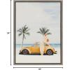 image:imageKate and Laurel Sylvie Kangaroo Summer Adventures Framed Canvas Wall Art by July Art Prints 18x24 Natural Beach Animal Wall Art DecorGray