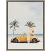 image:imageKate and Laurel Sylvie Kangaroo Summer Adventures Framed Canvas Wall Art by July Art Prints 18x24 Natural Beach Animal Wall Art DecorGray