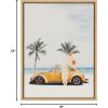 image:imageKate and Laurel Sylvie Kangaroo Summer Adventures Framed Canvas Wall Art by July Art Prints 18x24 Natural Beach Animal Wall Art DecorNatural