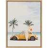 image:imageKate and Laurel Sylvie Kangaroo Summer Adventures Framed Canvas Wall Art by July Art Prints 18x24 Natural Beach Animal Wall Art DecorNatural