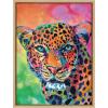 image:imageKate and Laurel Sylvie Leopard Magic Framed Canvas Wall Art by Rachel Christopoulos 18x24 Natural Modern Bright Colorful Animal Art for WallNatural