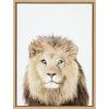 image:imageKate and Laurel Sylvie Lion Thinking Portrait Framed Canvas Wall Art by Amy Peterson Art Studio 18x24 Natural Modern Jungle Animal Portrait Art for Wall