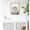 image:imageKate and Laurel Sylvie Lion Thinking Portrait Framed Canvas Wall Art by Amy Peterson Art Studio 18x24 Natural Modern Jungle Animal Portrait Art for Wall