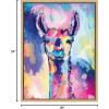 image:imageKate and Laurel Sylvie Lolly The Llama Framed Canvas Wall Art by Rachel Christopoulos 18x24 White Colorful Animal Art for WallNatural