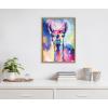 image:imageKate and Laurel Sylvie Lolly The Llama Framed Canvas Wall Art by Rachel Christopoulos 18x24 White Colorful Animal Art for WallNatural