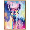image:imageKate and Laurel Sylvie Lolly The Llama Framed Canvas Wall Art by Rachel Christopoulos 18x24 White Colorful Animal Art for WallNatural