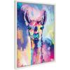 image:imageKate and Laurel Sylvie Lolly The Llama Framed Canvas Wall Art by Rachel Christopoulos 18x24 White Colorful Animal Art for WallWhite