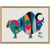 image:imageKate and Laurel Sylvie MCM Ox Framed Canvas Wall Art by Rachel Lee 18x24 Natural Colorful MidCentury Animal Art for Wall