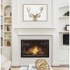 image:imageKate and Laurel Sylvie Stag Peekaboo Framed Canvas Wall Art by Amy Peterson Art Studio 23x33 Natural Snowy Deer Portrait Art for WallNatural