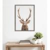 image:imageKate and Laurel Sylvie The Red Deer Color Framed Canvas Wall Art by Simon Te of Tai Prints 18x24 Natural Rustic Forest Animal Deer Portrait ArtGray