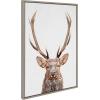 image:imageKate and Laurel Sylvie The Red Deer Color Framed Canvas Wall Art by Simon Te of Tai Prints 18x24 Natural Rustic Forest Animal Deer Portrait ArtGray