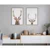 image:imageKate and Laurel Sylvie The Red Deer Color Framed Canvas Wall Art by Simon Te of Tai Prints 18x24 Natural Rustic Forest Animal Deer Portrait ArtGray