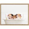 image:imageKate and Laurel Sylvie Three Pigs In Bubble Bath Neutral Style Framed Canvas Wall Art by Amy Peterson Art Studio 18x24 Natural Chic Animal Art Bathroom Wall DcorNatural