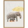 image:imageKate and Laurel Sylvie Under the Rain Framed Canvas Wall Art by July Art Prints 18x24 Natural Cute Elephant Wall DecorNatural