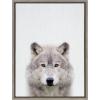 image:imageKate and Laurel Sylvie Wolf Color Framed Canvas Wall Art by Simon Te of Tai Prints 18x24 Gray Modern Animal Art Wall DcorGray