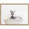 image:imageKate and Laurel Sylvie Zebra In Bubble Bath Neutral Style Framed Canvas Wall Art by Amy Peterson Art Studio 18x24 White Chic Animal Art Bathroom Wall DcorNatural