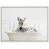 image:imageKate and Laurel Sylvie Zebra In Bubble Bath Neutral Style Framed Canvas Wall Art by Amy Peterson Art Studio 18x24 White Chic Animal Art Bathroom Wall DcorWhite