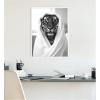 image:imageKate and Laurel Tiger Bathroom Art Towel Robe Black and White Framed Canvas Wall Art by The Creative Bunch Studio 18 x 24 Sylvie White Black amp White Animals Bathroom Art for Wall Decor Living Room