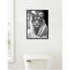 image:imageKate and Laurel Tiger Glam Bathroom Towel Robe Black and White Framed Canvas Wall Art by The Creative Bunch Studio 18 x 24 Sylvie Beaded Black Black amp White Animals Bathroom Art for Wall Decor