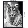 image:imageKate and Laurel Tiger Glam Bathroom Towel Robe Black and White Framed Canvas Wall Art by The Creative Bunch Studio 18 x 24 Sylvie Beaded Black Black amp White Animals Bathroom Art for Wall Decor