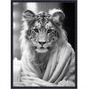 image:imageKate and Laurel Tiger Glam Bathroom Towel Robe Black and White Framed Canvas Wall Art by The Creative Bunch Studio 18 x 24 Sylvie Beaded Black Black amp White Animals Bathroom Art for Wall Decor