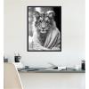image:imageKate and Laurel Tiger Glam Bathroom Towel Robe Black and White Framed Canvas Wall Art by The Creative Bunch Studio 18 x 24 Sylvie Beaded Black Black amp White Animals Bathroom Art for Wall Decor