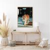 image:imageKate and Laurel Tiger in the City at Night 2 Framed Canvas Wall Art by Michael Schauer 28 x 38 Sylvie Bright Gold Industrial Urban Animals Cityscapes Art for Wall Decor Living Room Bedroom