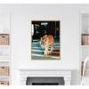 image:imageKate and Laurel Tiger in the City at Night 2 Framed Canvas Wall Art by Michael Schauer 28 x 38 Sylvie Bright Gold Industrial Urban Animals Cityscapes Art for Wall Decor Living Room Bedroom