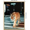 image:imageKate and Laurel Tiger in the City at Night 2 Framed Canvas Wall Art by Michael Schauer 28 x 38 Sylvie Bright Gold Industrial Urban Animals Cityscapes Art for Wall Decor Living Room Bedroom