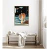 image:imageKate and Laurel Tiger in the City at Night 2 Framed Canvas Wall Art by Michael Schauer 28 x 38 Sylvie Bright Gold Industrial Urban Animals Cityscapes Art for Wall Decor Living Room Bedroom