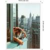 image:imageKate and Laurel Urban Tiger Overlooking Manhattan Framed Canvas Wall Art by Michael Schauer 18 x 24 Sylvie White Industrial Urban Animals Cityscapes Art for Wall Decor Living Room BedroomWhite