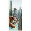 image:imageKate and Laurel Urban Tiger Overlooking Manhattan Framed Canvas Wall Art by Michael Schauer 18 x 24 Sylvie White Industrial Urban Animals Cityscapes Art for Wall Decor Living Room BedroomWhite