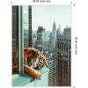 image:imageKate and Laurel Urban Tiger Overlooking Manhattan Framed Canvas Wall Art by Michael Schauer 18 x 24 Sylvie White Industrial Urban Animals Cityscapes Art for Wall Decor Living Room BedroomWhite