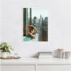 image:imageKate and Laurel Urban Tiger Overlooking Manhattan Framed Canvas Wall Art by Michael Schauer 18 x 24 Sylvie White Industrial Urban Animals Cityscapes Art for Wall Decor Living Room BedroomWhite