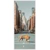 image:imageKate and Laurel Urban Tiger in the City Framed Canvas Wall Art by Michael Schauer 18 x 24 Sylvie White Industrial Urban Cityscapes Animals Art for Wall Decor Living Room BedroomWhite