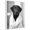 image:imageKate and Laurel Black Lab Bathroom Art Towel Robe Black and White Framed Canvas Wall Art by The Creative Bunch Studio 18 x 24 Sylvie White Black amp White Animals Bathroom Art for Wall Decor Living