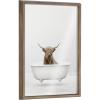 image:imageKate and Laurel Blake Highland Cow Solo Bathtub Framed Printed Glass Wall Art by Amy Peterson 18x24 Gray Adorable Animal Art for WallGold
