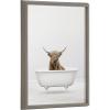 image:imageKate and Laurel Blake Highland Cow Solo Bathtub Framed Printed Glass Wall Art by Amy Peterson 18x24 Gray Adorable Animal Art for WallGray