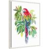 image:imageKate and Laurel Bright Parrot in the Greens Framed Canvas Wall Art by Patricia Shaw 18 x 24 Sylvie Beaded White Whimsical Animals Nature Tropical Art for Wall Decor Living Room Bedroom
