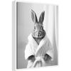 image:imageKate and Laurel Bunny Bathroom Art Towel Robe Black and White Framed Canvas Wall Art by The Creative Bunch Studio 18 x 24 Sylvie White Whimsical Animals Bathroom Art for Wall Decor Living Room