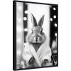 image:imageKate and Laurel Bunny Glam Bathroom Art Towel Robe Black and White Framed Canvas Wall Art by The Creative Bunch Studio 18 x 24 Sylvie Beaded Black Whimsical Animals Bathroom Art for Wall Decor
