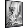 image:imageKate and Laurel Cheetah Glam Bathroom Towel Robe Black and White Framed Canvas Wall Art by The Creative Bunch Studio 18 x 24 Sylvie Beaded Black Black amp White Animals Bathroom Art for Wall Decor